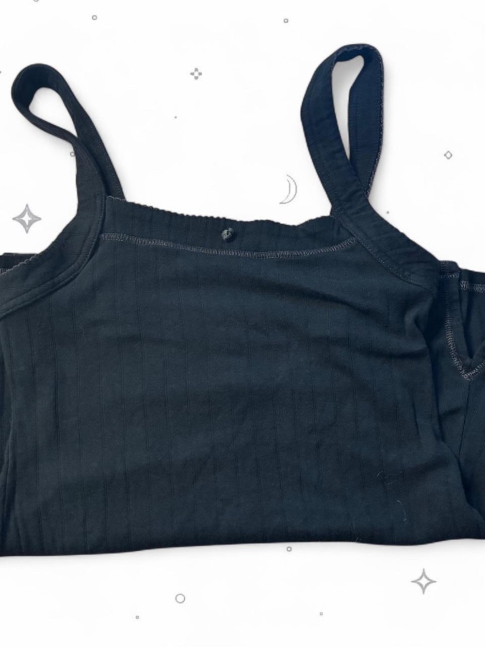 Intimately Free People Black Ribbed Square Neck Cami Tank Top XS
